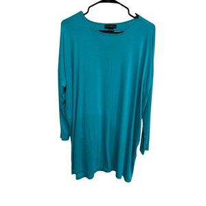 Tribal Womens Turquoise Long Sleeve Tunic Top Size Large Boho Coastal